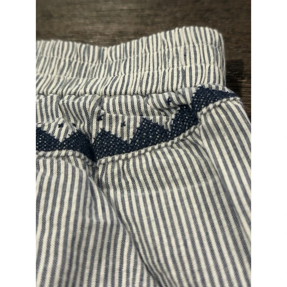 Aaron & Amber blue white striped pull on shorts seersucker‎ nautical sz S NWT
